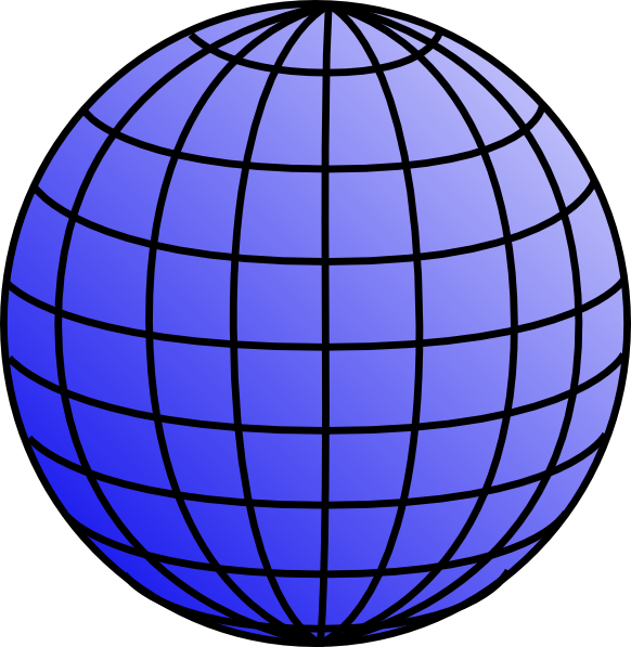 Clipart Of Sphere And Earth Ball - Globe Black And White Vector (582x597)