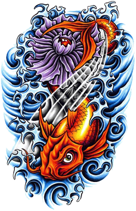 Fish Tattoos Png Picture - Hinh Ca Chep Hoa Rong (280x431)