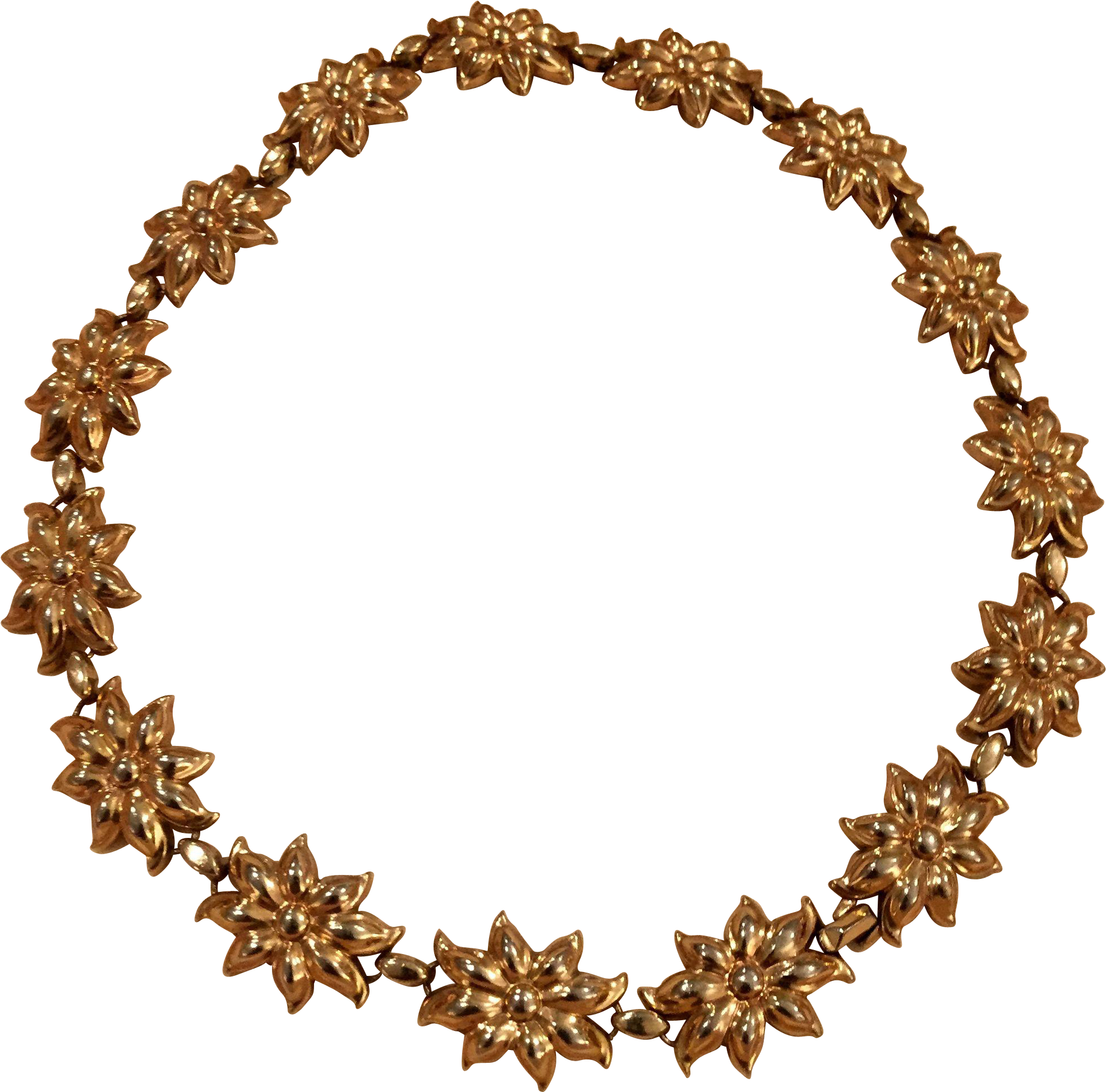 Trifari Copper Precious Gold Tone Flower Necklace Seventies - Bracelet (1971x1971)