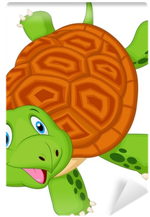 Cute Turtle Cartoon Standing With Hand Wall Mural • - Cartoon (400x400)