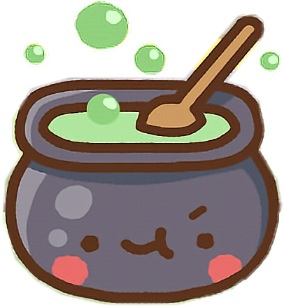 Cauldron Cute Kawaii Witch Clawbert Cartoon Magic Hallo - Kawaii (406x438)