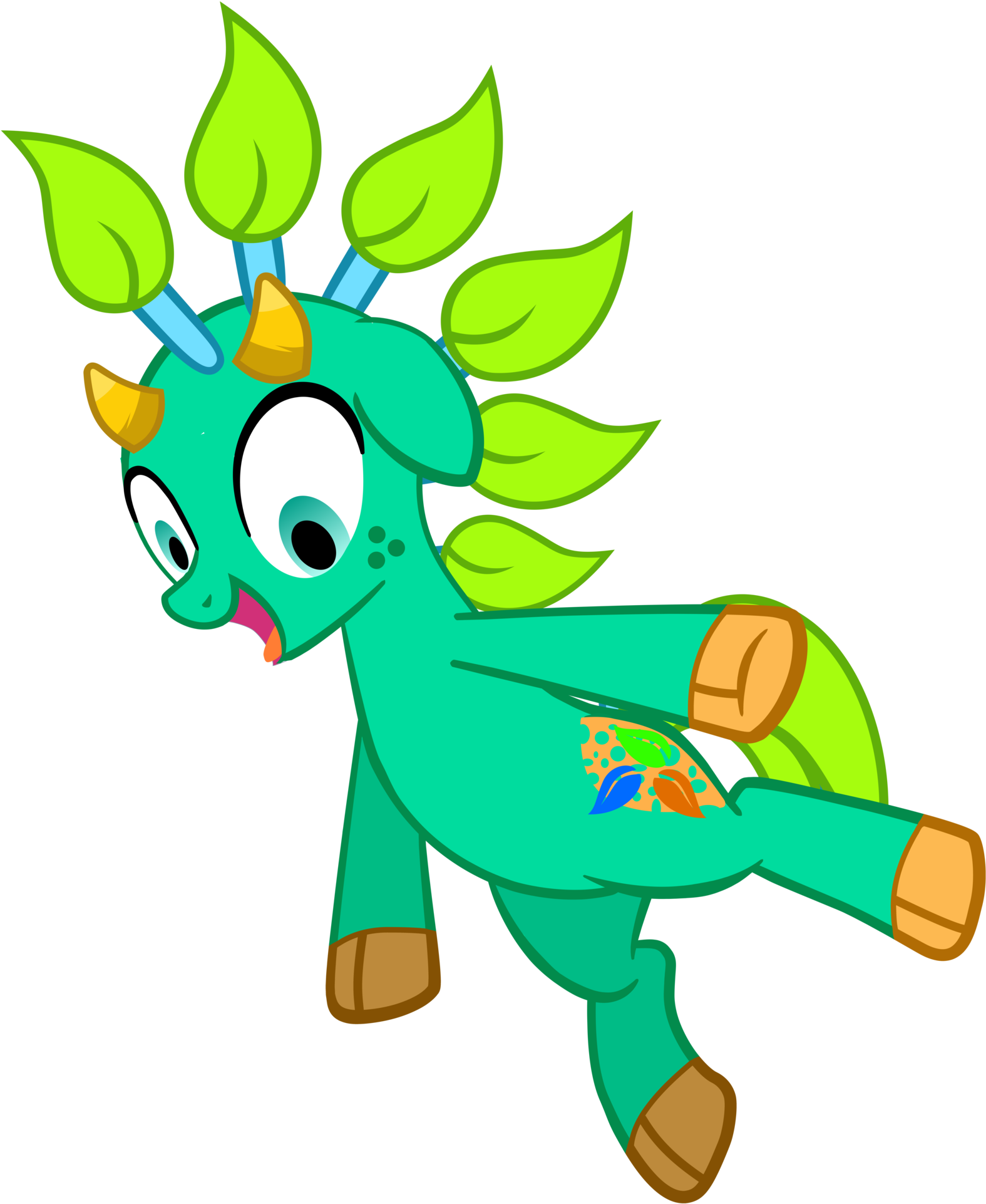 Horse Leaf Deer Character Clip Art - Spring (1600x1935)