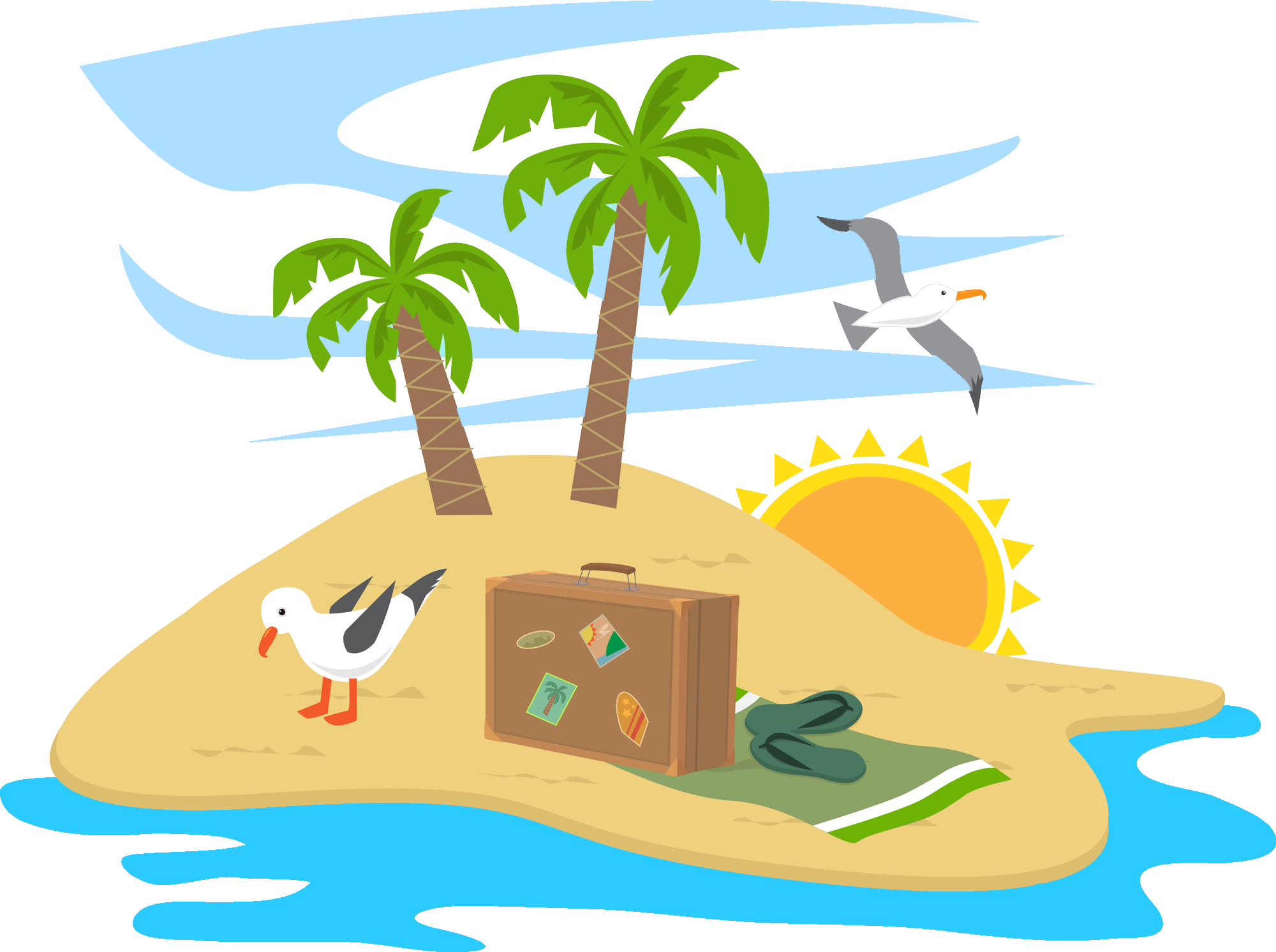 Hotel - Cartoon Island - Island Vector Png (2000x1493)