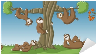 Aufkleber Gruppe Von Comic-braune Faultiere Um Einen - Comics (400x400)