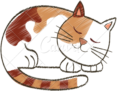 Cute Sleeping Cat Cartoon - Cat Sleeping Cartoon (550x550)