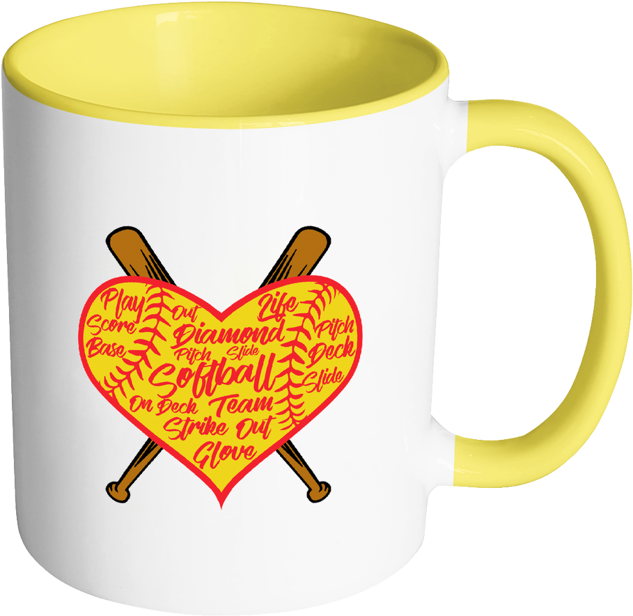 I Love Softball Heart Softball 11oz Accent Coffee Mug - I Love Softball Heart Softball 11oz Accent Coffee Mug (1024x1024)
