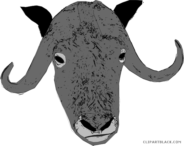 Buffalo Head Animal Free Black White Clipart Images - Custom Yak Shower Curtain (600x477)