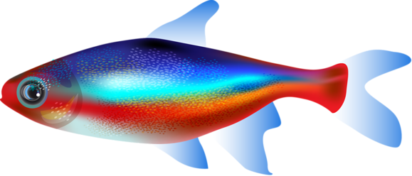 Beautiful Fish Clipart, Blue Yellow Fish Clipart, Doted - Fish (579x248)