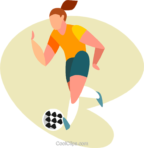 Women Playing Soccer Royalty Free Vector Clip Art Illustration - Girl Playing Soccer Clip Art (467x480)
