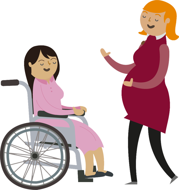 Birmingham Women's Hospital - Wheelchair Use Cartoon Transparent Gif (624x665)