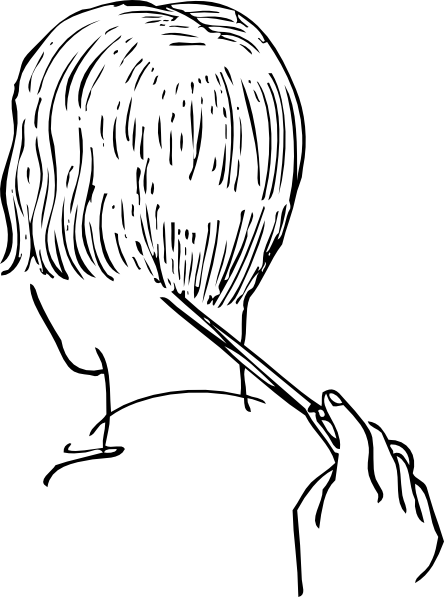 Free Vector Women Haircutting Clip Art - Outline Image Of Cut (444x597)