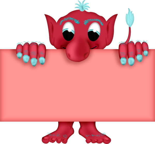 Red Monster With Blank Sign - Monster (600x560)