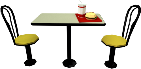 Low Poly Fast Food Meal With Table And Chairs - Kitchen & Dining Room Table (590x300)