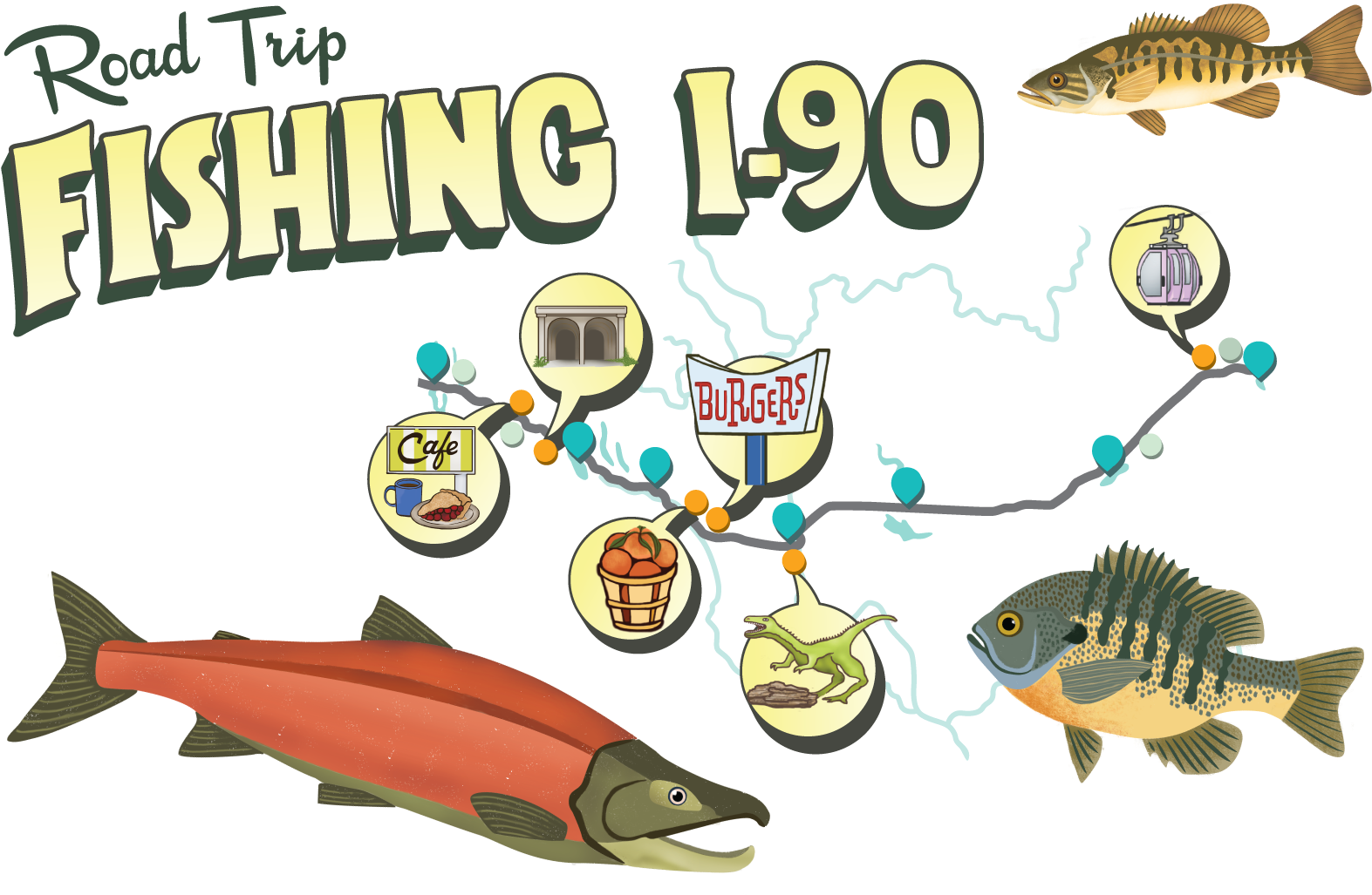 Fishing Clipart Road - Sockeye Salmon (1600x1076)