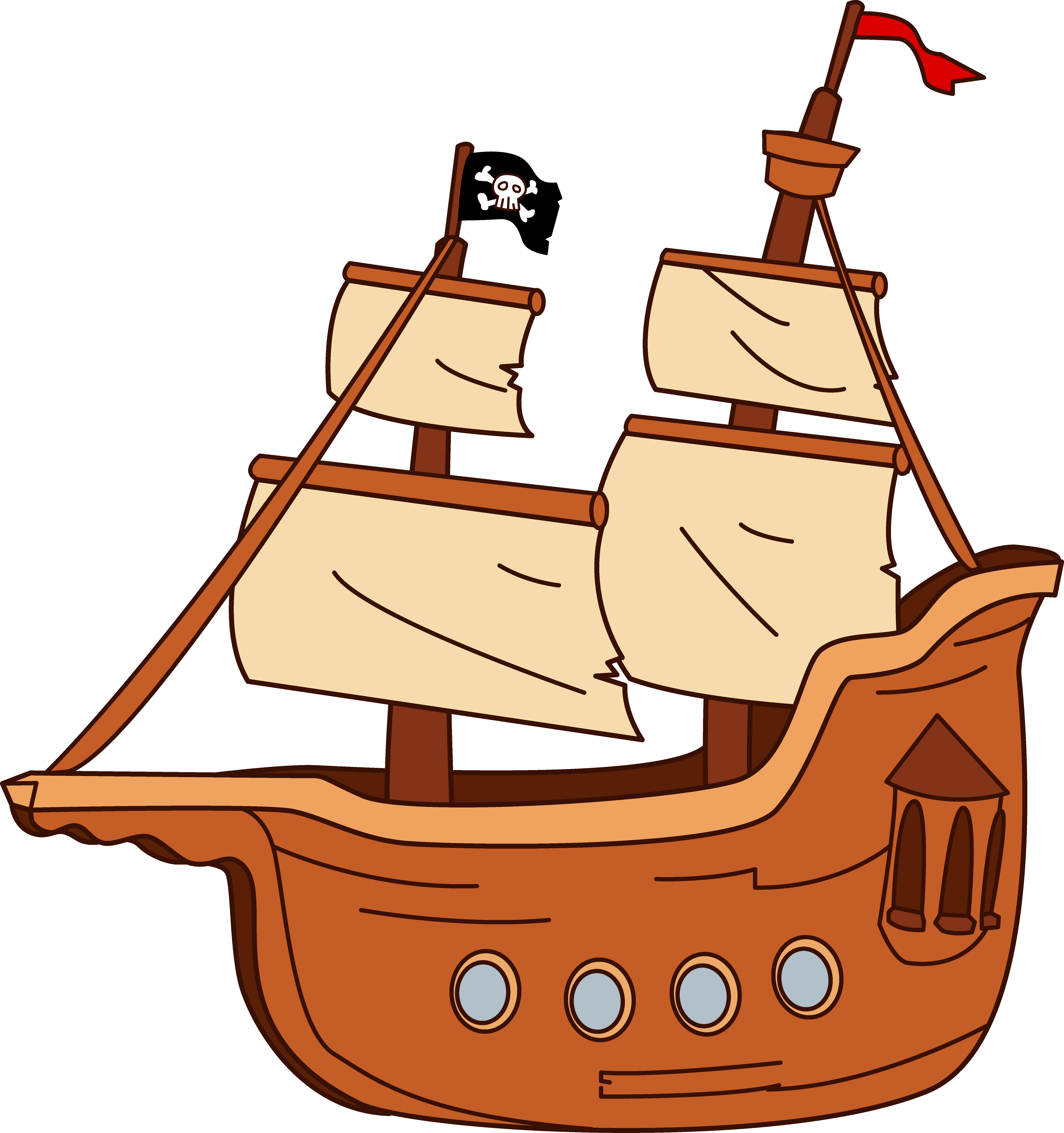 Fishing Boat Clipart Sailor Ship - Bateau Pirate Dessin Couleur (6205x6606)