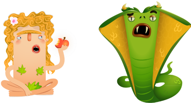 Final Character Illustrations For Eve & The Serpent - Illustration (644x363)