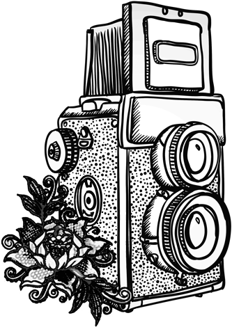 Camera&lace - Vintage Camera Vector Art (400x489)