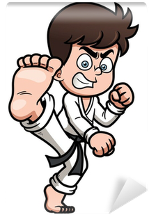 Vector Illustration Of Boy Karate Kick Wall Mural • - Karate Kreslený (400x400)