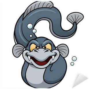 Vector Illustration Of Electric Eel Cartoon Sticker - Anguila Electrica Animada (400x400)