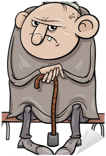 Grumpy Old Man Cartoon Illustration Sticker • Pixers® - Grumpy Senior Clipart (400x400)