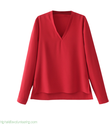 Women V Neck Long Sleeved Blouse - Blouse (500x500)