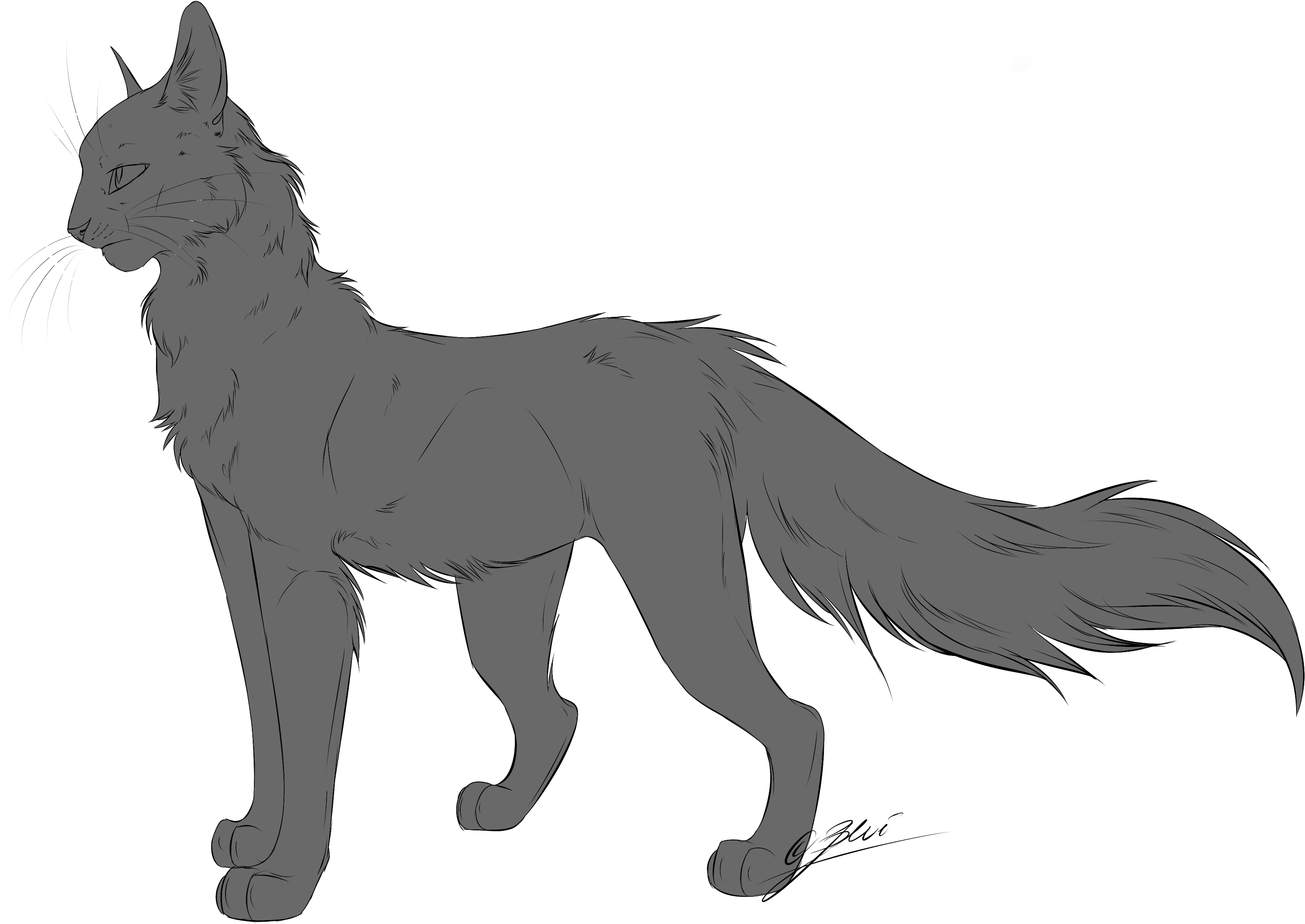 Warrior Cat Lineart Ms Paint Images & Pictures Becuo - Cat (3500x2480)