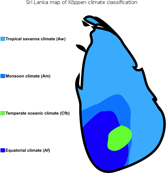 Sri Lanka Map Of Köppen Climate Classification - Climate Of Sri Lanka (600x600)