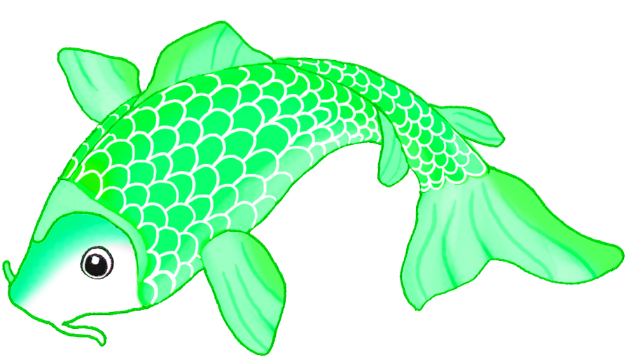 Green Koi Fish Sketch - Green Koi Fish (1004x637)