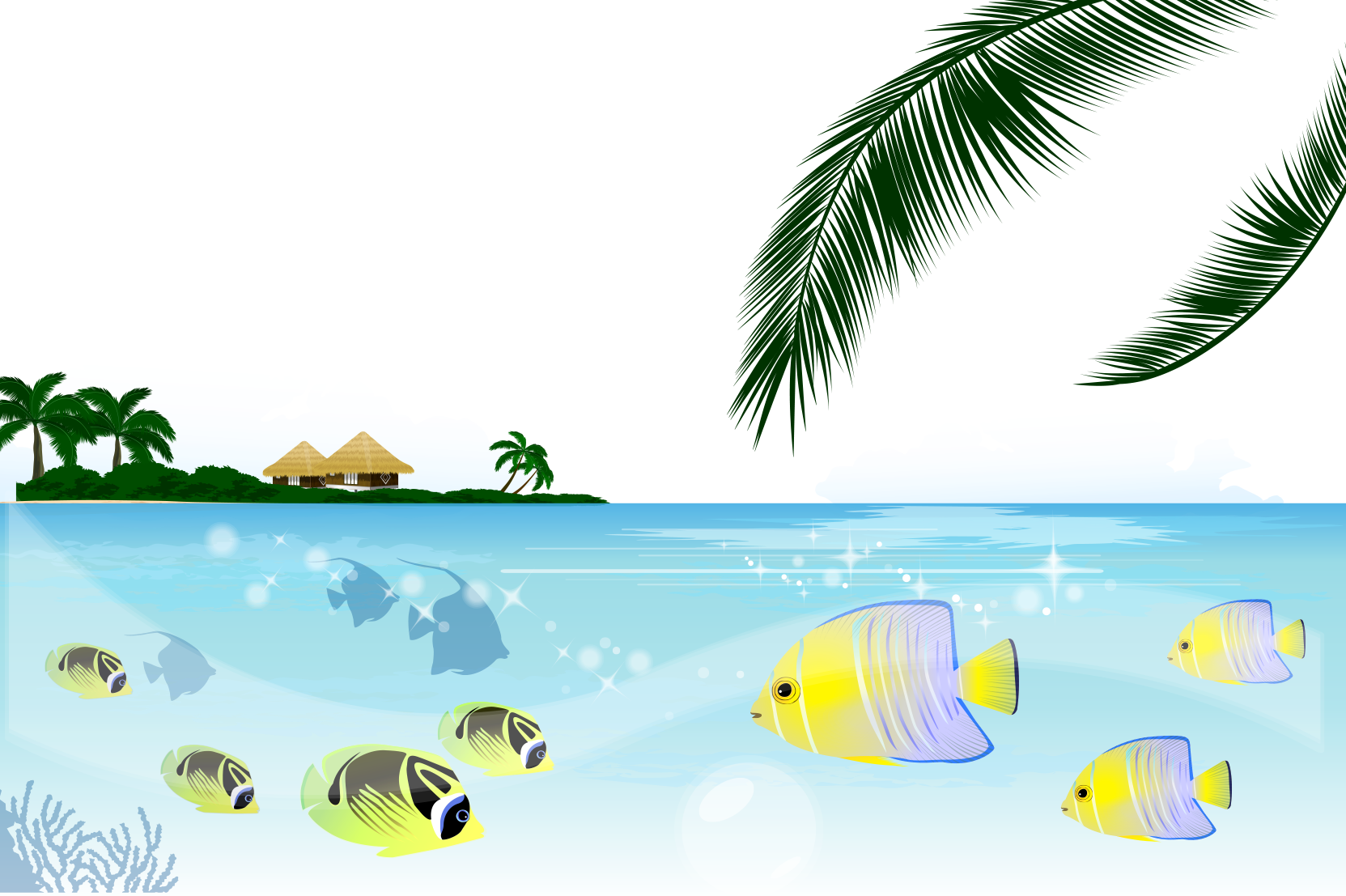 Koi Pufferfish Fishing - Tropical Vector (1663x1107)
