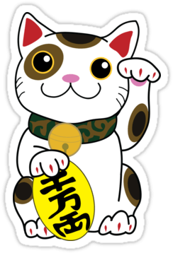 Lucky Cat" Stickers By Artfr33k - Lucky Cat Clipart Transparent (375x360)