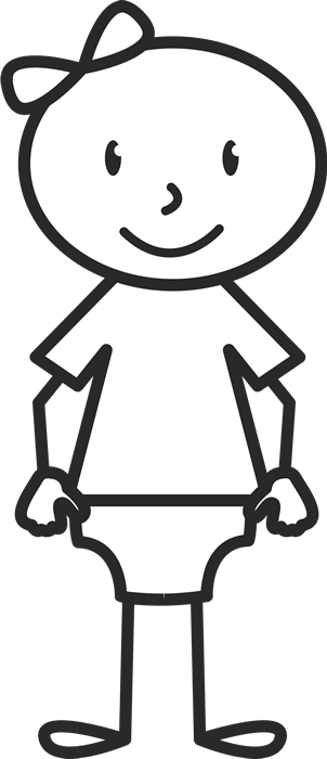 Newborn Baby With Bow Stamp - Stick Figure With Glasses (302x700)