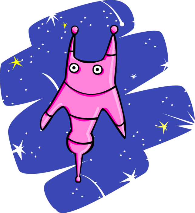 Vector Illustration Of Alien Spaceship In Outer Space - Vector Illustration Of Alien Spaceship In Outer Space (643x700)