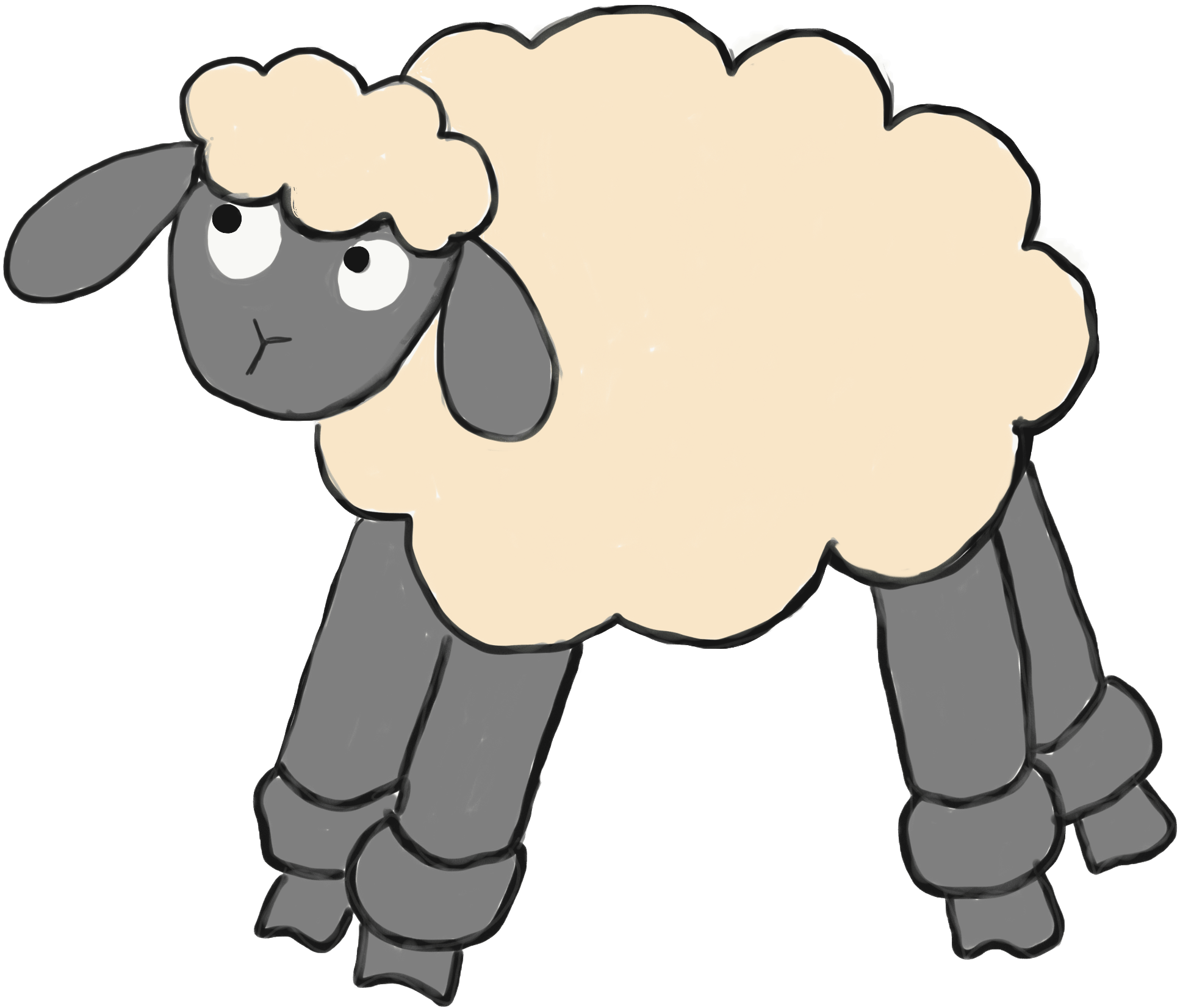 Hog Island Sheep - Cartoon (3300x2550)