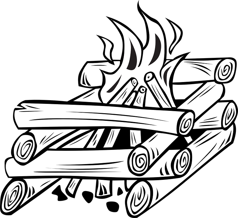 Isolated Illustration Campfire Logs Burning Bonfire - Campfire Clip Art (787x720)