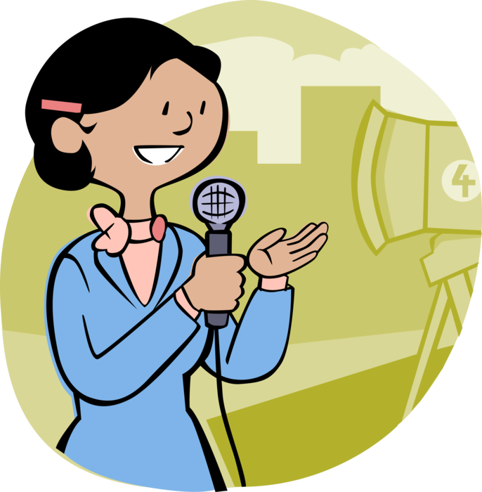 Vector Illustration Of Television Broadcast Journalism - Direct And Indirect Speech Cartoon (686x700)