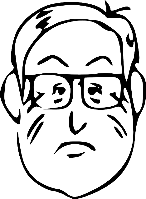 Beard Head, Part, Outline, Man, Face, Body, Glasses, - Man Face Drawing Cartoon (468x640)