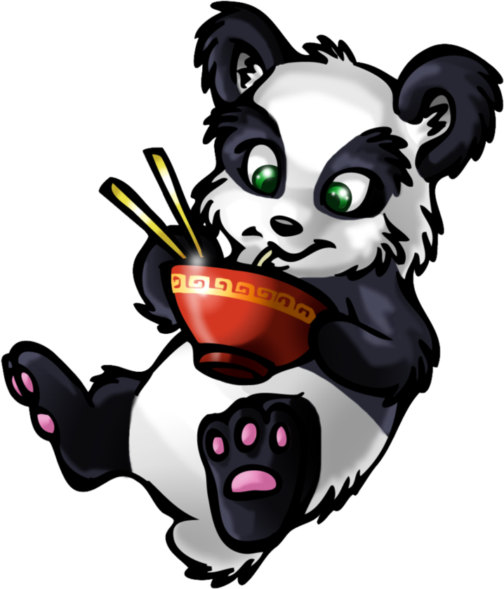 Panda Eating Ramen By Monicamoore2010 - Cartoon (893x894)