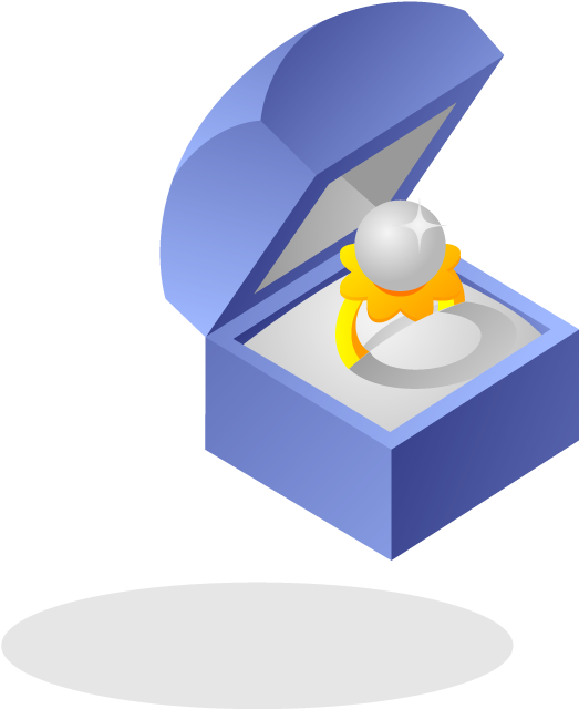 Image Of Wedding Rings In A Gift Box On White Background - Illustration (1920x1200)