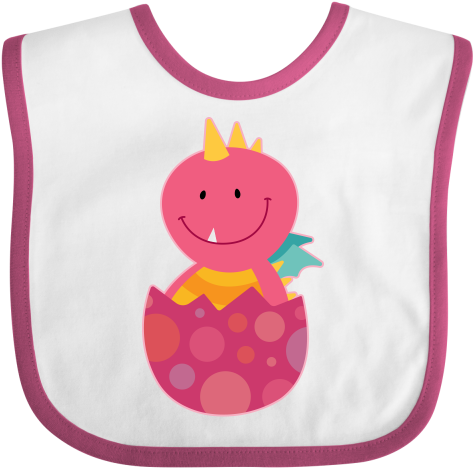 Cute Pink Baby Girl Dragon In A Polka Dot Egg On A - Inktastic I'm Two, Let's Party!- 2nd Birthday Baby (480x480)