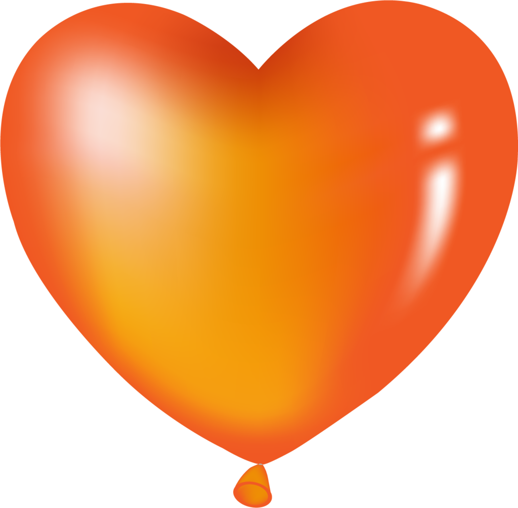 Orange Heart Balloon - Heart Shaped Balloon Clipart (1024x1004)