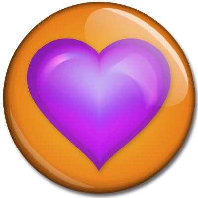 Purple Heart On An Orange Background - Purple And Orange Heart (400x400)
