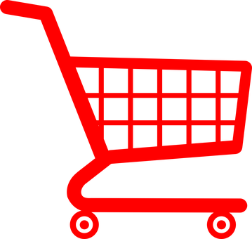 Shopping Cart Purchase Market Trolley Shop - Red Shopping Cart Icon (359x340)