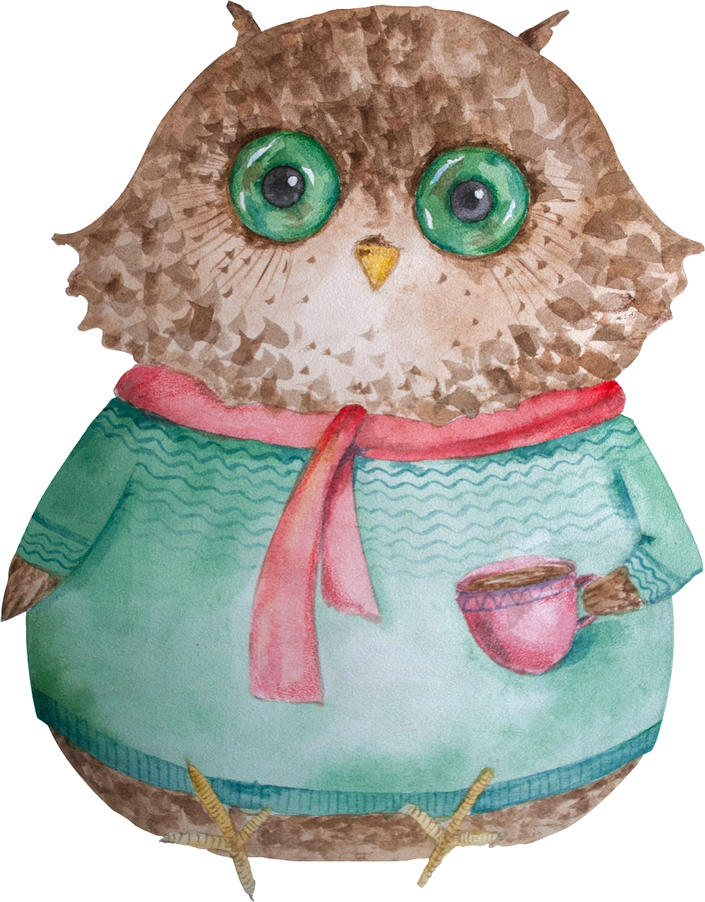 Un Buho Encantador Con Una Caricatura En Un Suéter - Cartoon (1024x1310)
