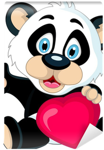 Cute Baby Panda Holding Love Heart Wall Mural • Pixers® - Panda Holding Blank Sign (400x400)