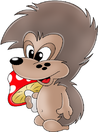 Hedgehog Cartoon Clipart Image With Mushroom - Hegehogs Animal Animated (500x500)