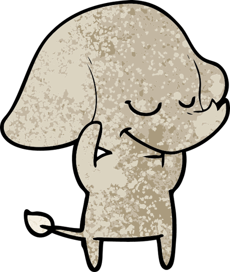 Cartoon Smiling Elephant - Caricature (466x550)
