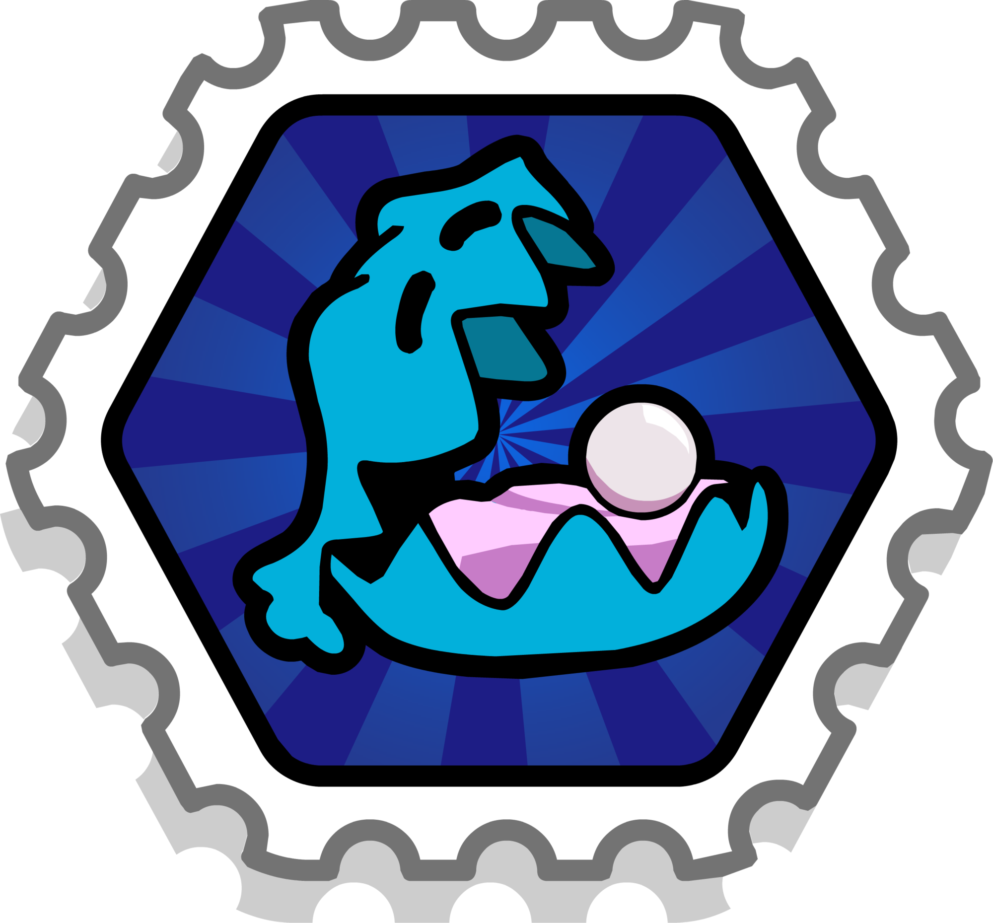 Clam Pressure Stamp - Club Penguin System Defender Stamps (2000x1859)