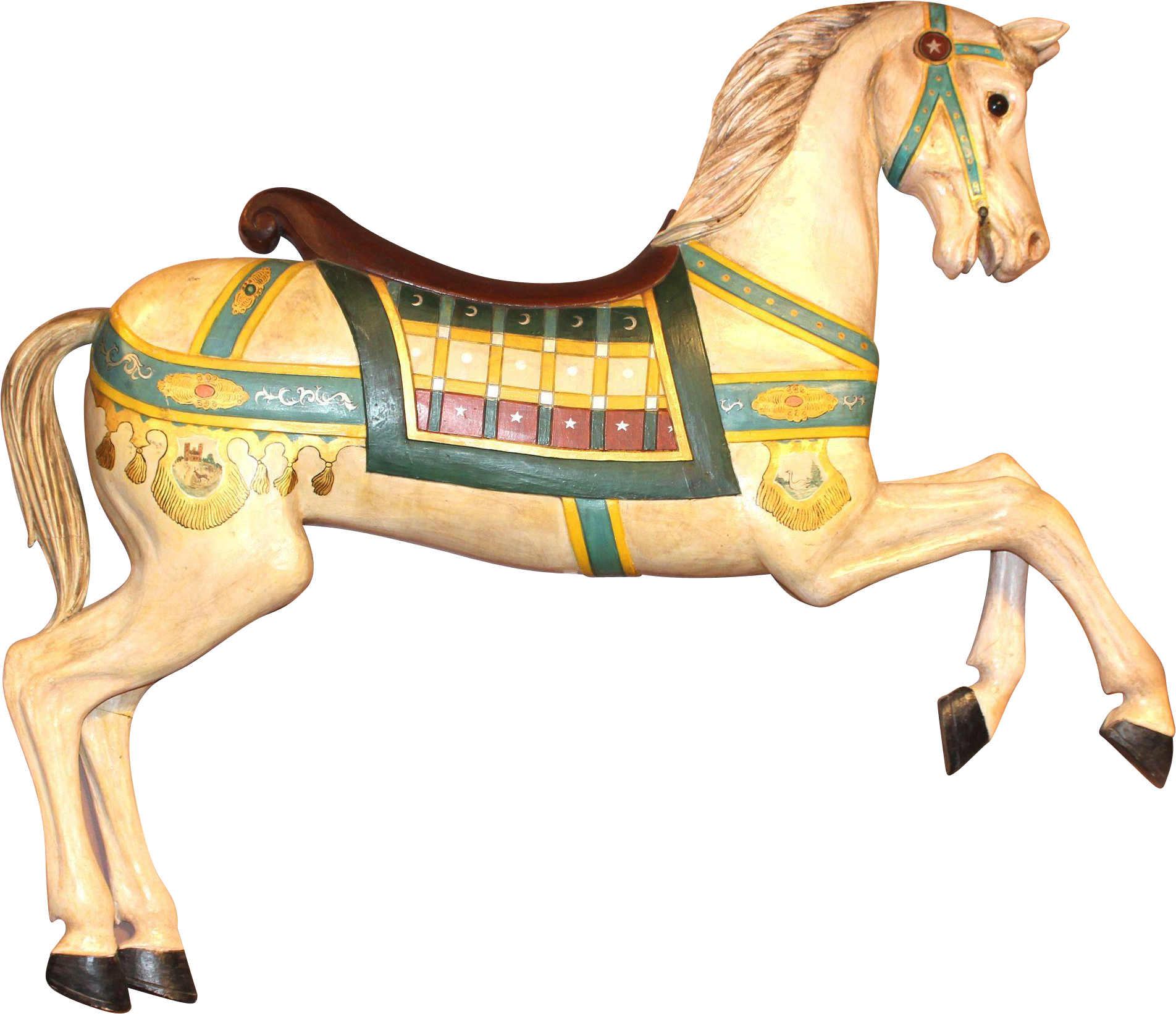 Polychrome Decorated Carousel Prancer Horse - Horse Carousel Png (1903x1903)