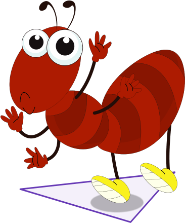 Cartoon Ant On A Triangle - Ant Cartoon Png (382x445)