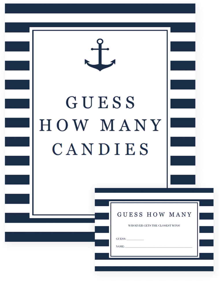Nautical Baby Shower Guessing Game Printable By Littlesizzle - Mimosa Bar Sign Nautical Theme (819x1024)